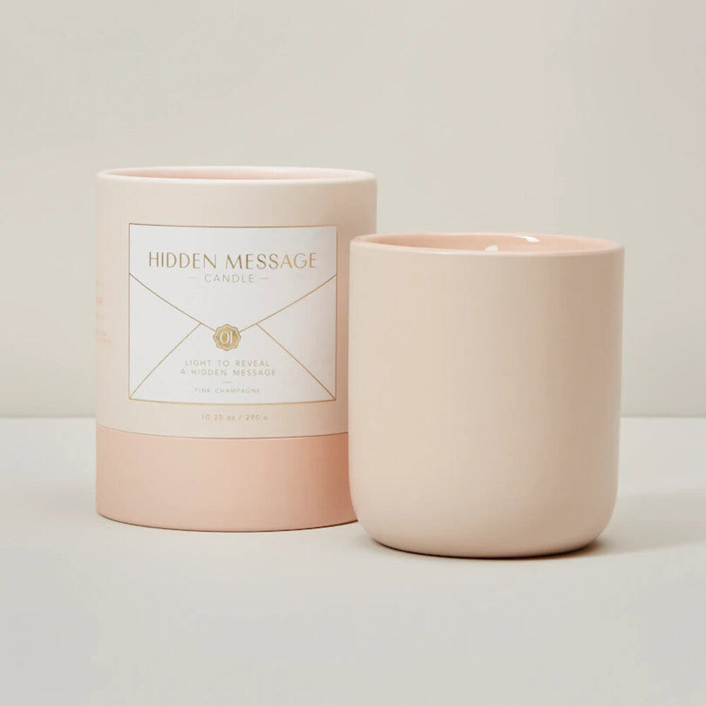 LIGHT MY FIRE HIDDEN MESSAGE PINK CHAMPAGNE CANDLE